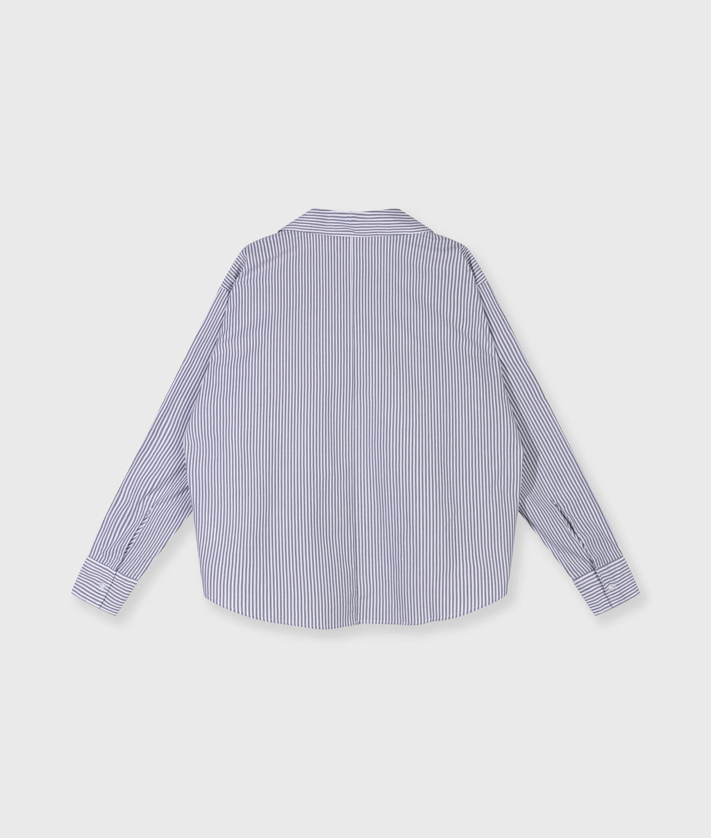 10 Days Bluse Stripes Graublau / weiß gestreift