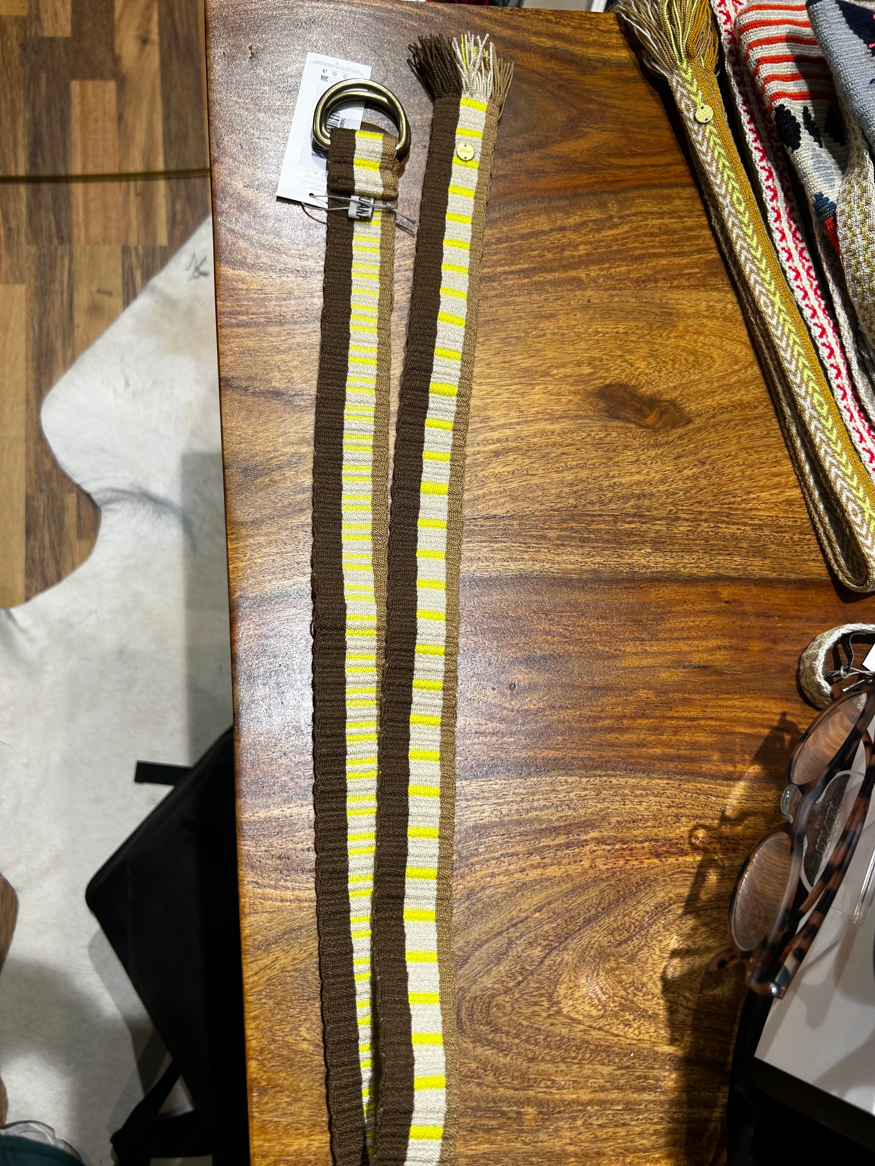 Guanabana Gürtel mit Schnalle Neongelb braun beige