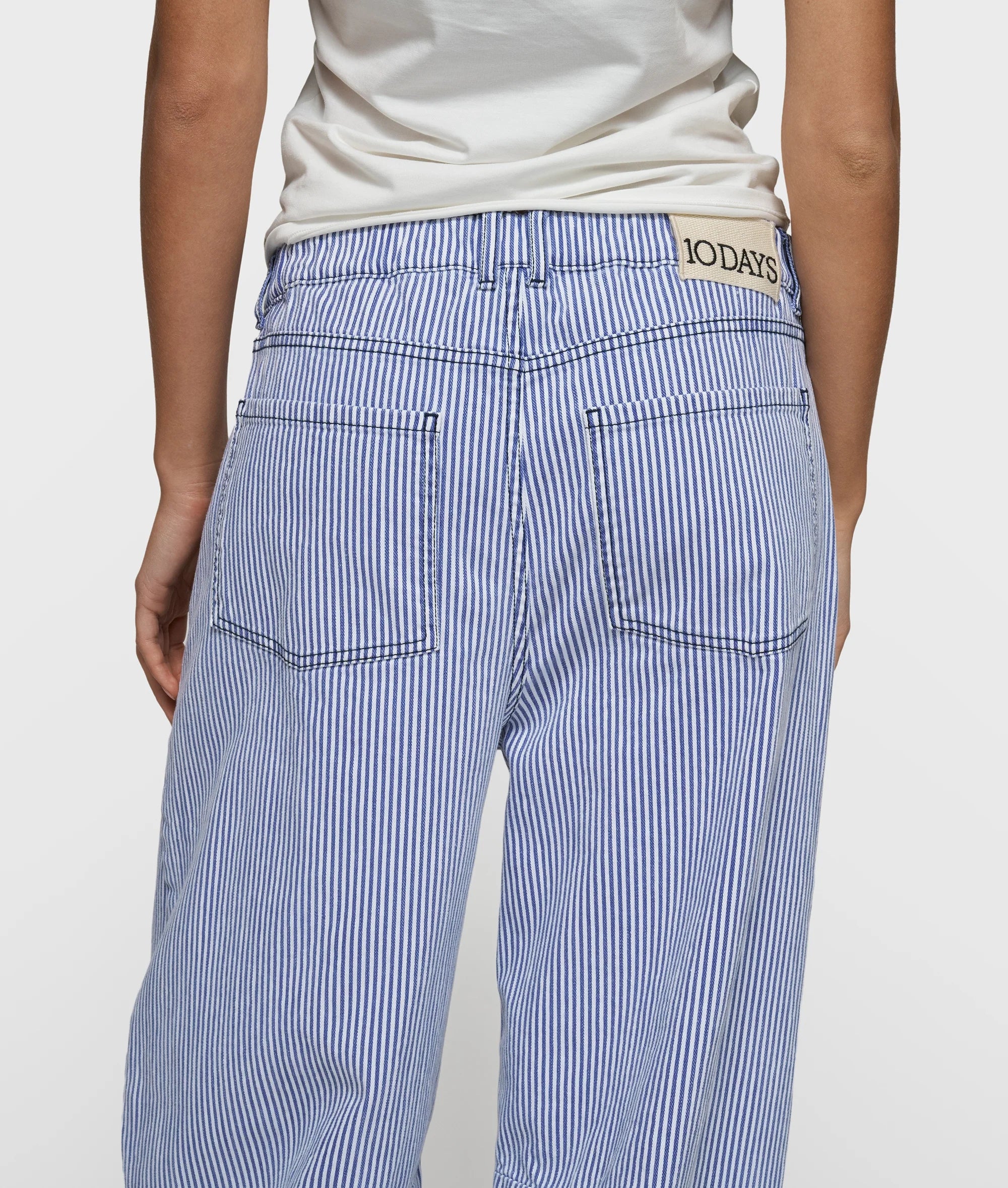 10 Days Western Pants Stripes weiß/blau