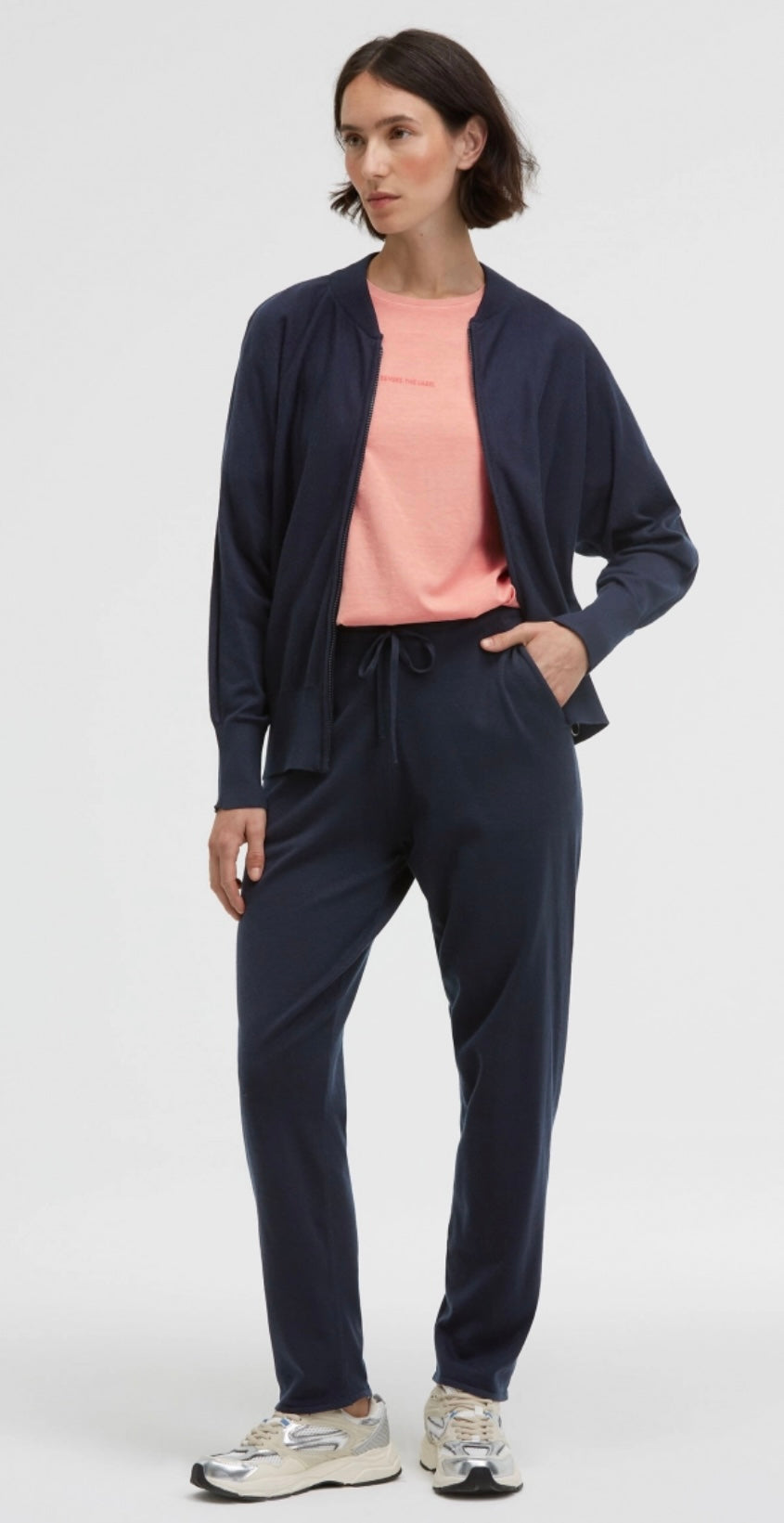 Senses The Label Cardigan KO:MET aus Feinstrick mit Zipper Blue Navy