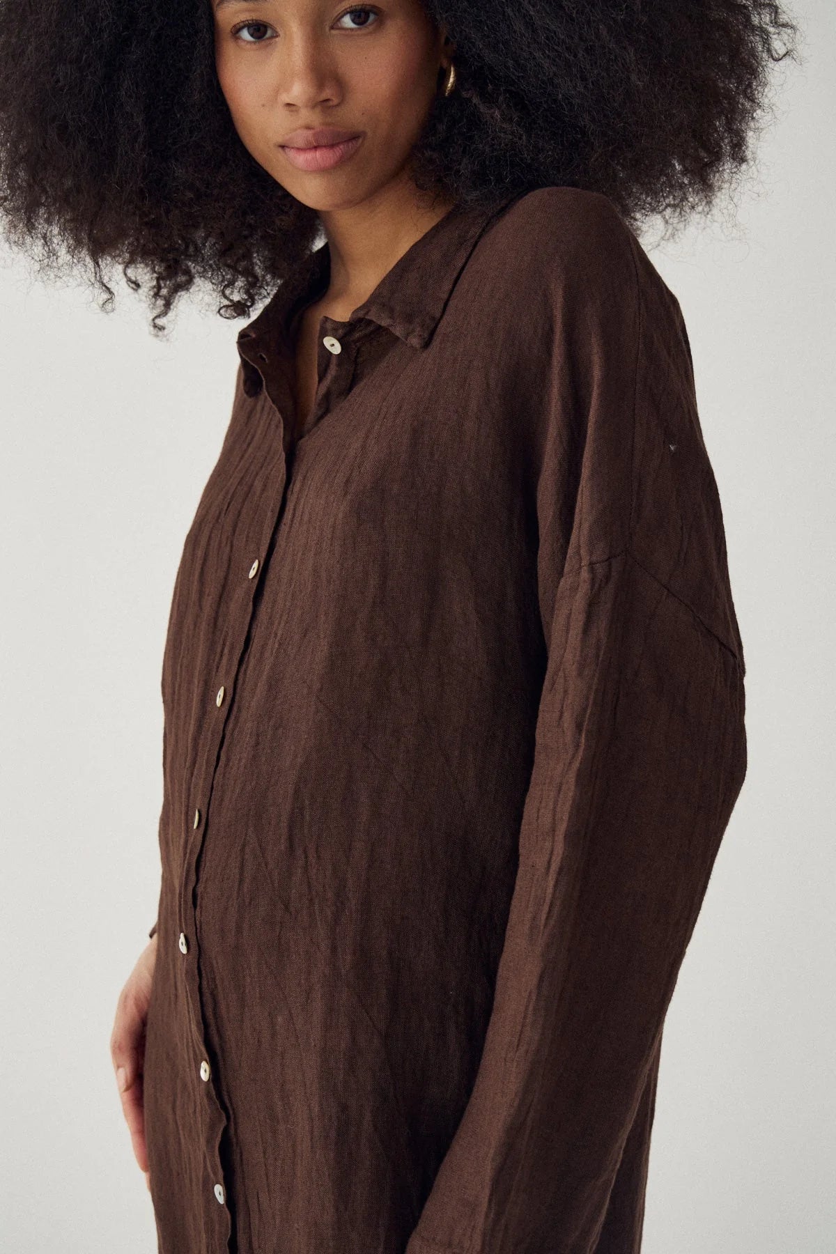 Noella N-Lorita Leinen Kleid Choclat braun
