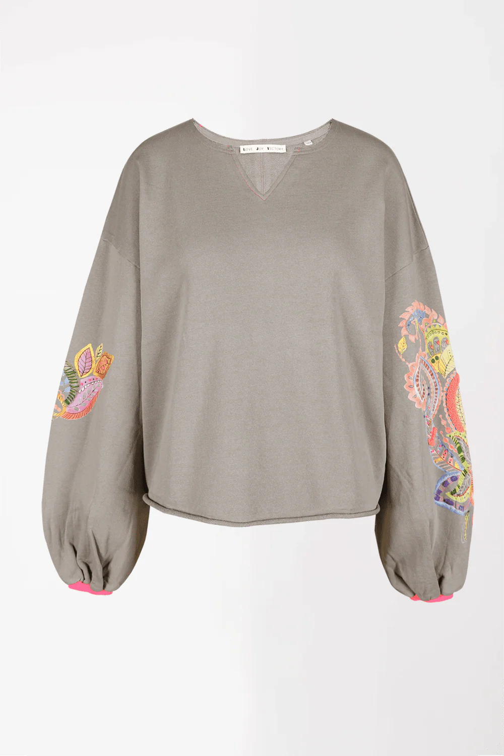 Love Joy Victory Sweatshirt Alamosa Grey Stone mit Stickerei
