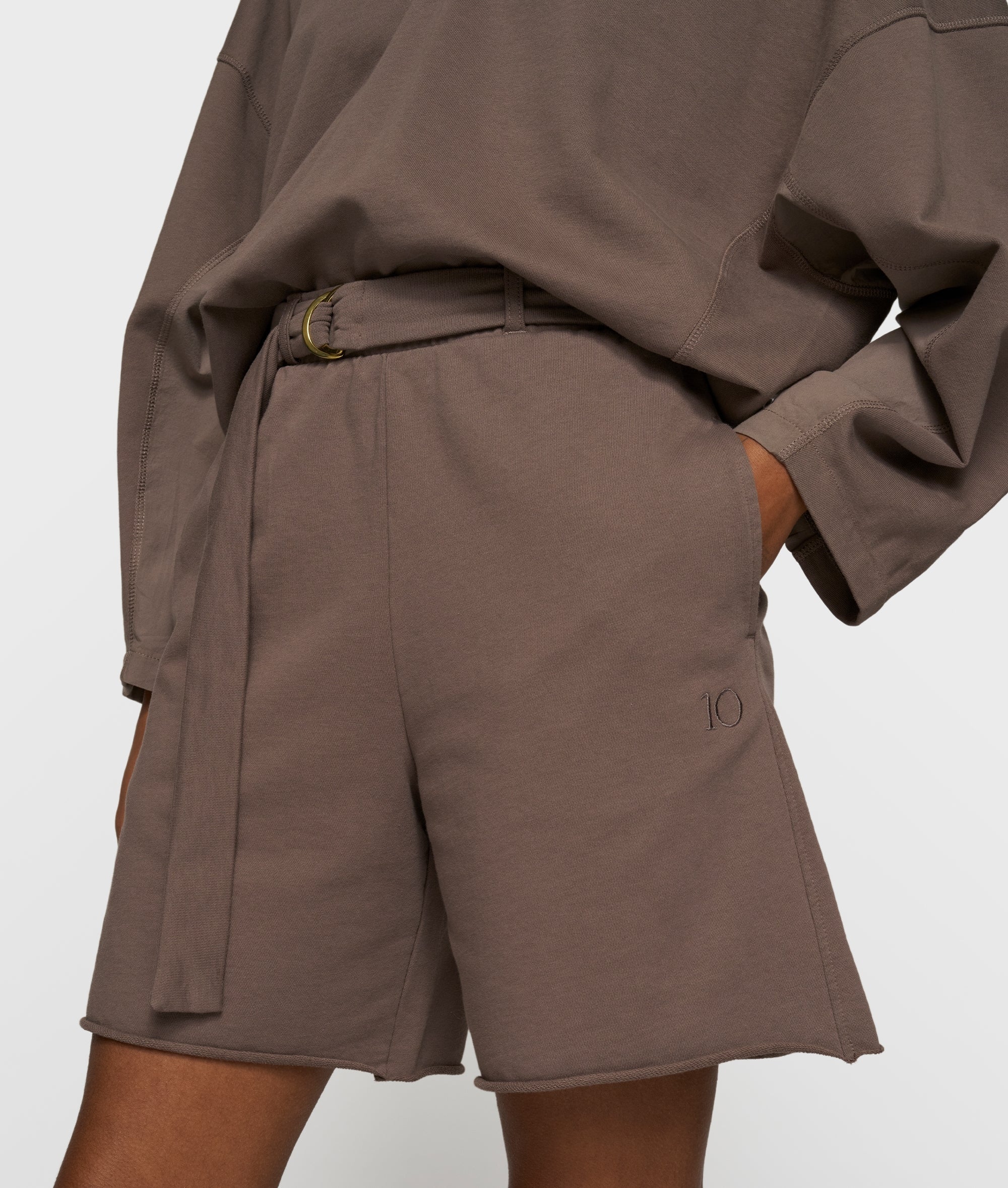 10 Days Belted Shorts Fleece Moonrock