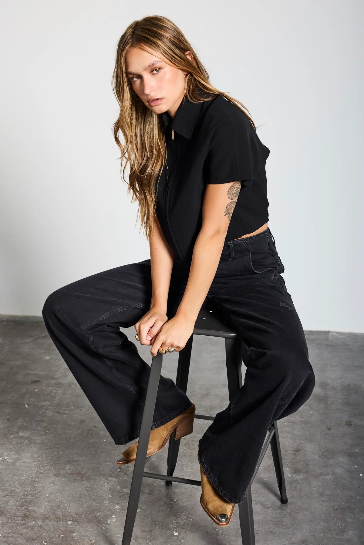 Goldgarn Denim Wallstadt Twisted Wide Leg Vintage Black