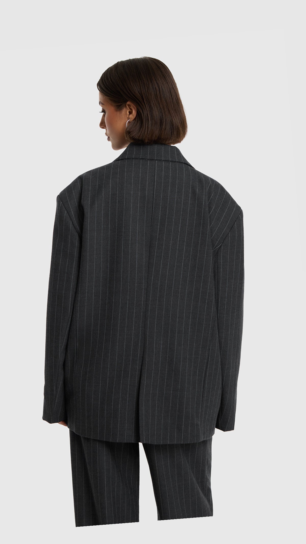 Alix The Label Big Stripe Oversized Blazer Grau