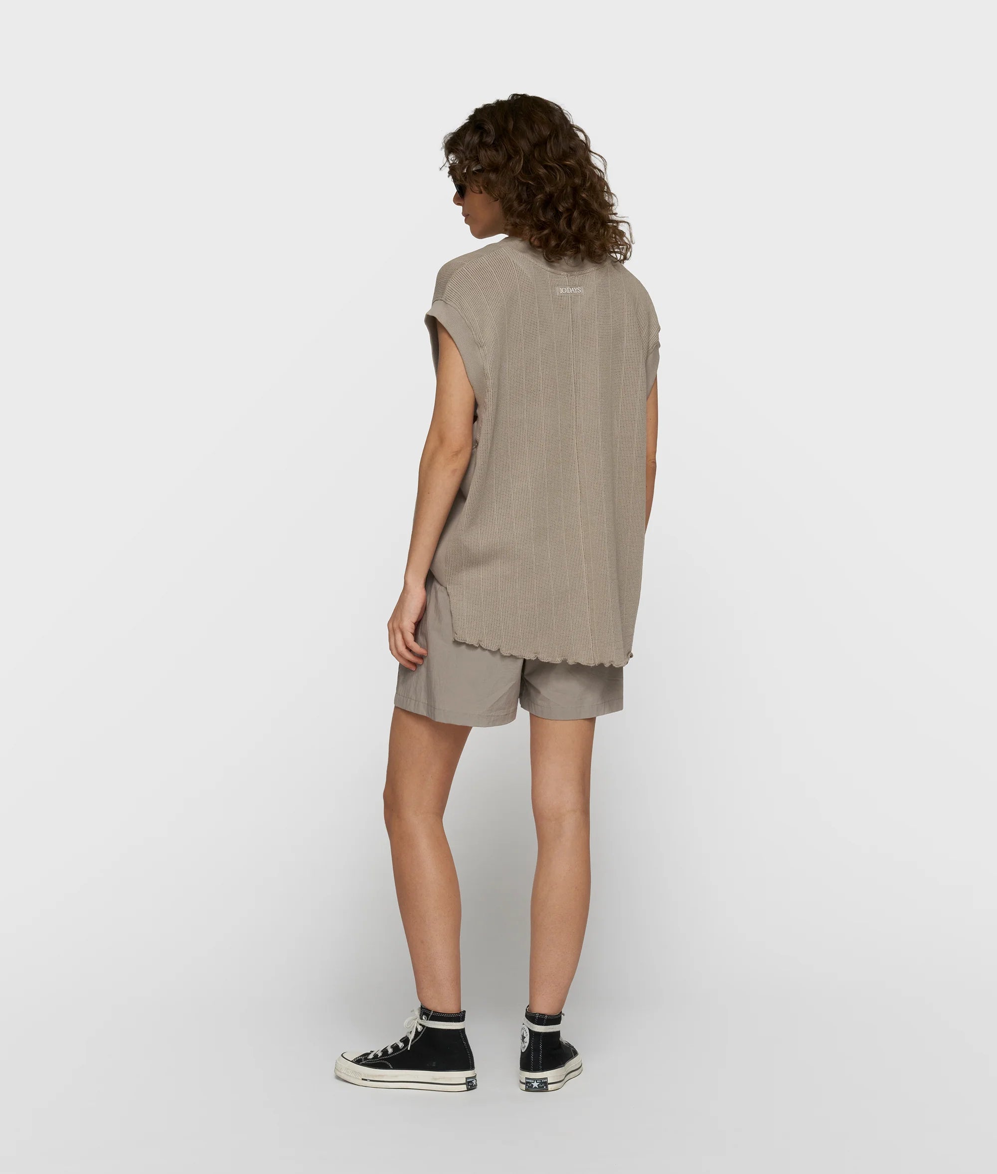10 Days V-Neck Mesh Top Farbe Fog