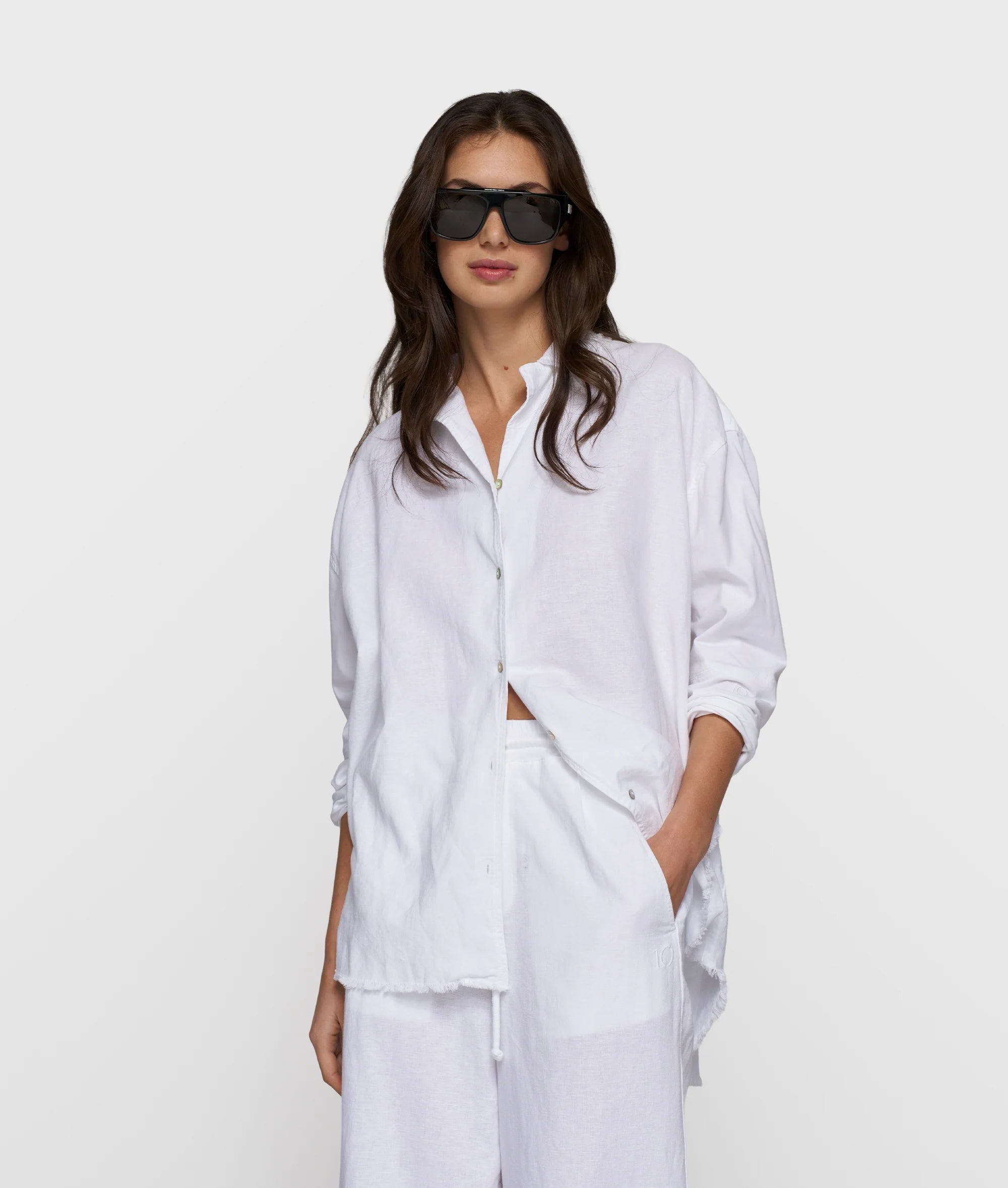 10 Days Cotton Linen Bluse weiß