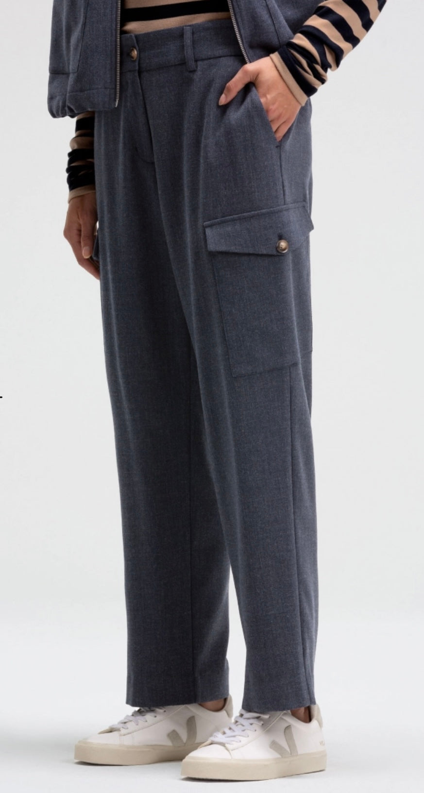 Senses The Label PA:CO Hose aus Melange Twill Blue Melange