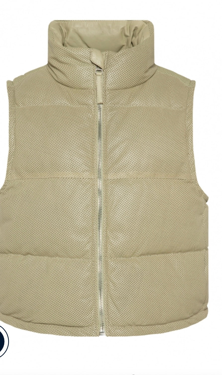 SENSES The Label Steppweste OTTA:WA aus perforiertem Leder in light sage