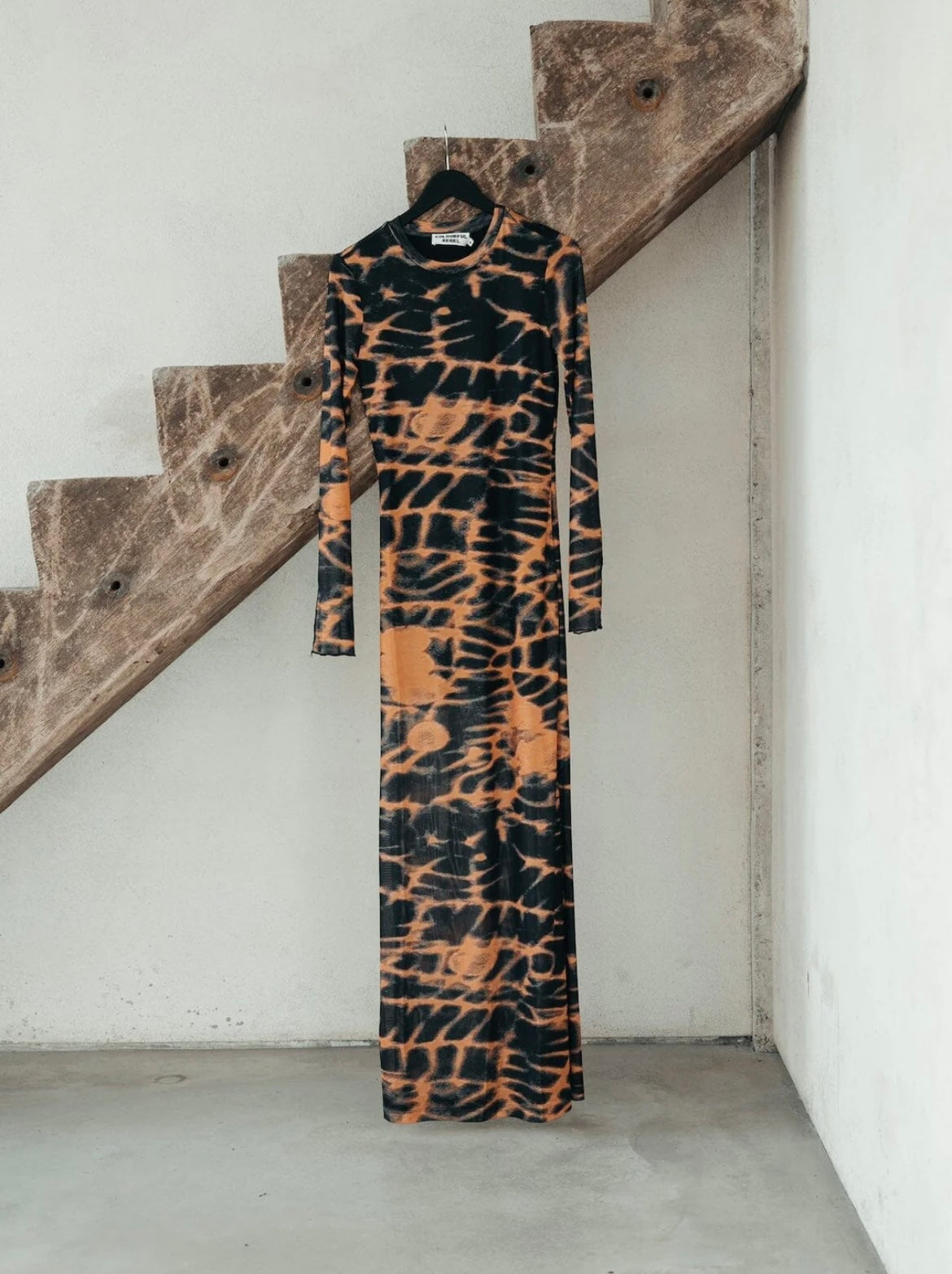 Colourful Rebel Maude Animal Mesh Maxi Dress | Mandarin Orange