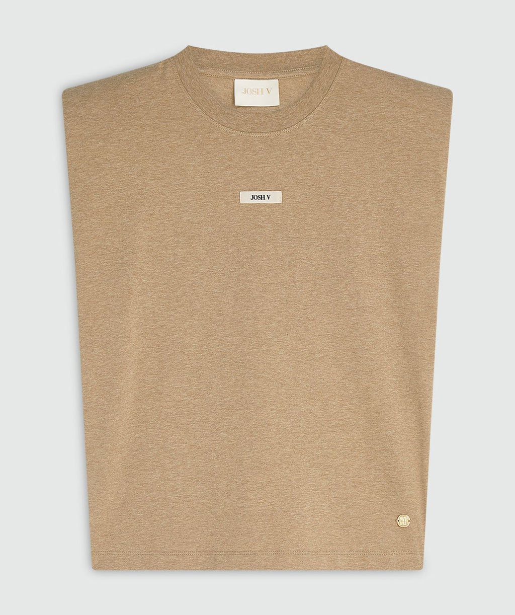 Josh V Sue Tshirt ärmellos mit Schulterpolster in Khaki Melange oder Dusty pink