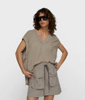 10 Days V-Neck Mesh Top Farbe Fog
