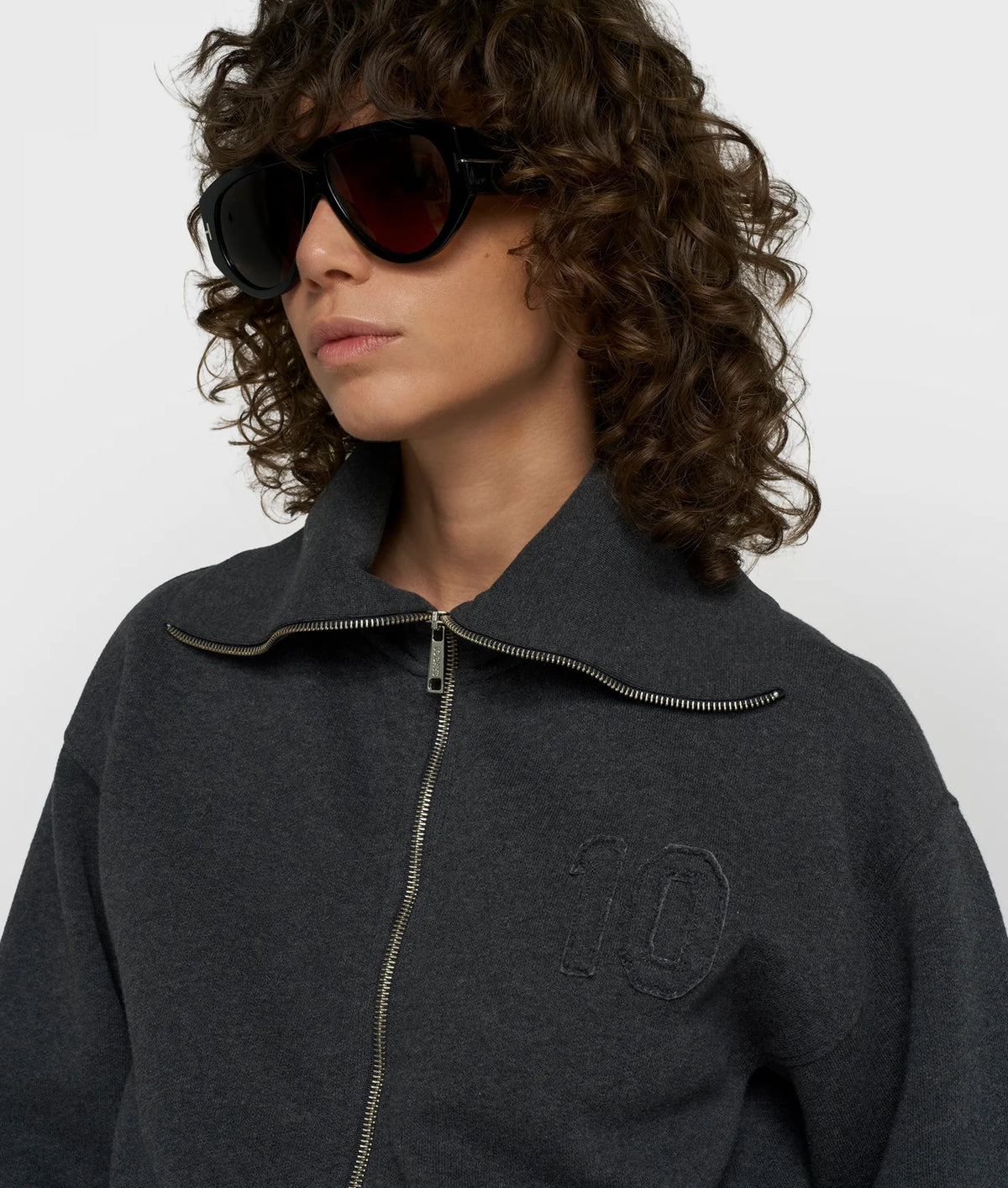Zip Cardigan Baumwolle Fleece Antra Melee
