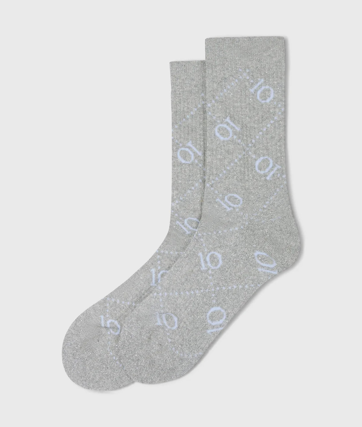 10 Days Lange Socken Monogramm Light Grey Melee Glitzer