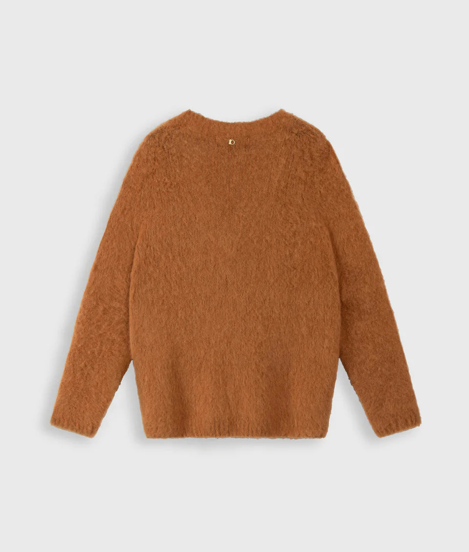 10 DAYS V Neck Knit Sweater Suede