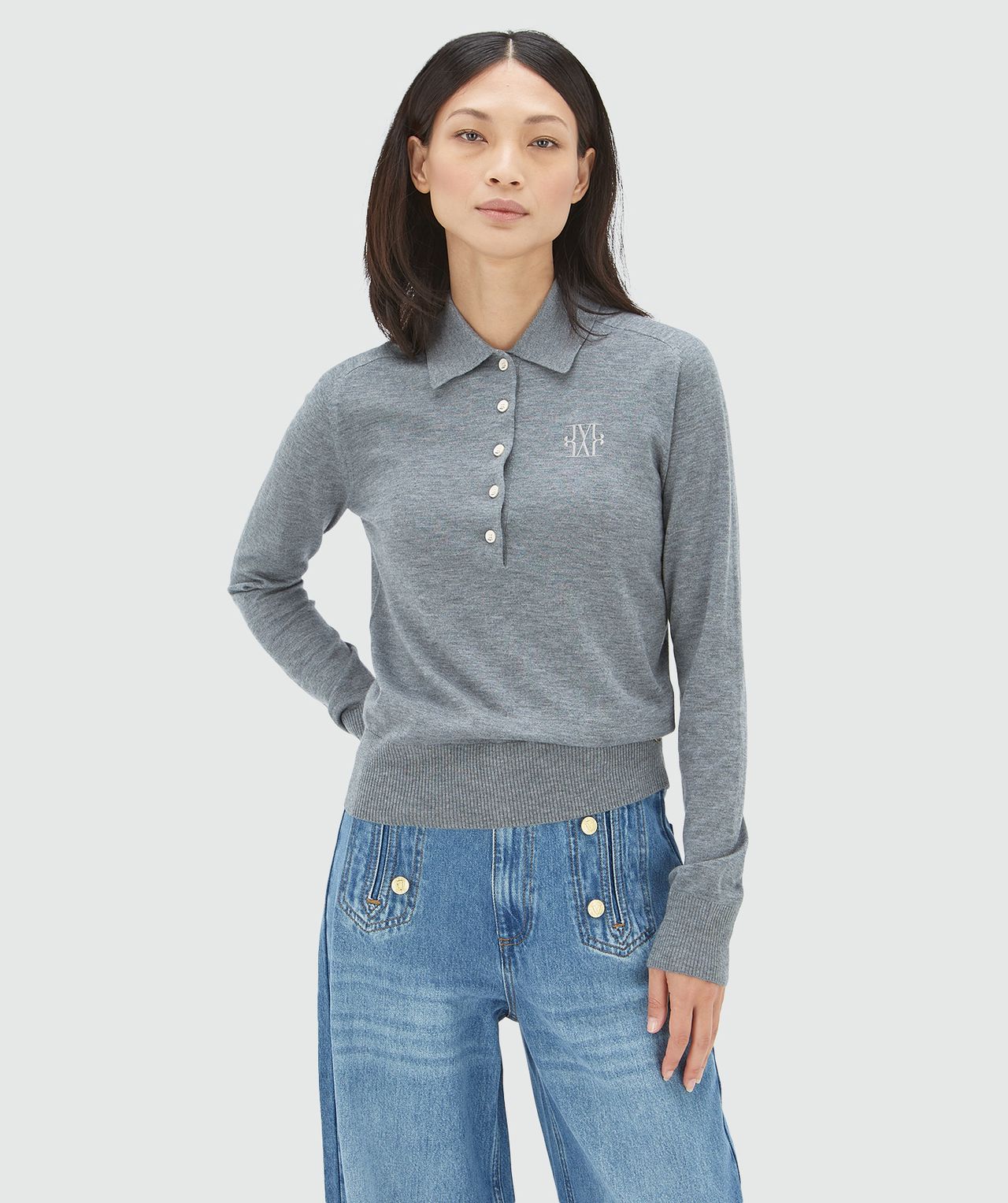 Josh V Audrey Slim Fit Pullover mit Wolle grau