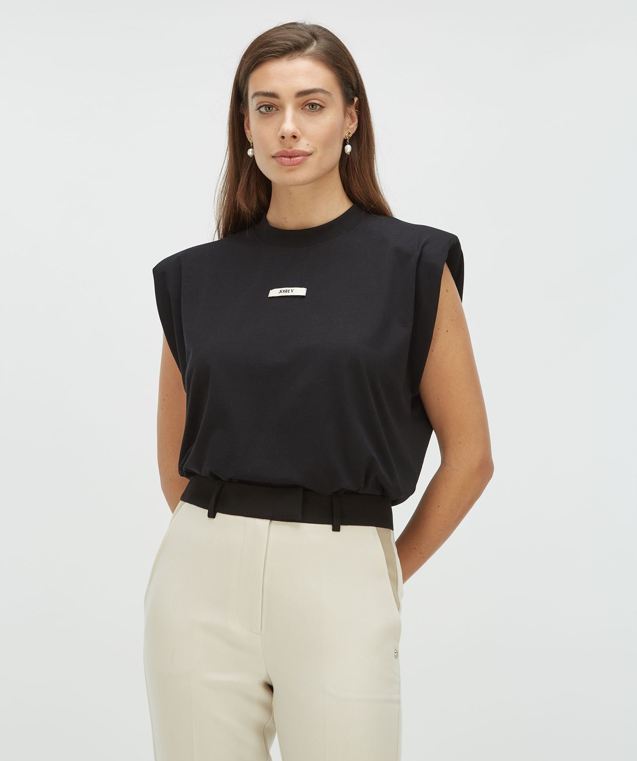 JOSH V Sue Tshirt mit Schulterpolstern weiß oder schwarz