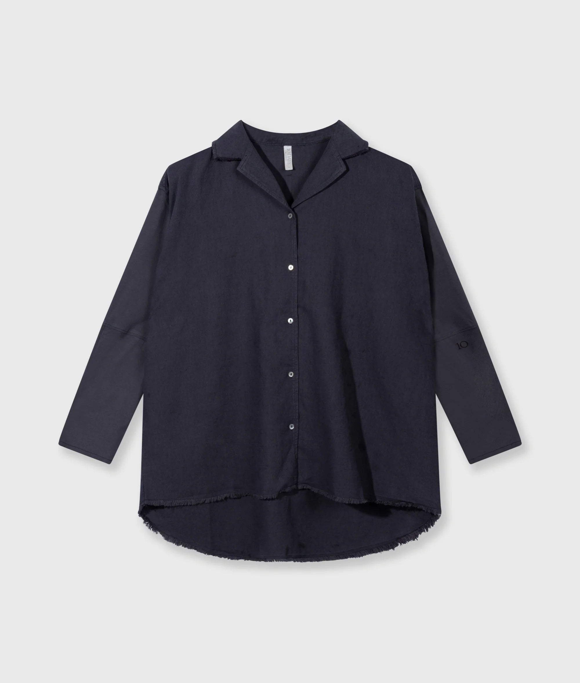 10 Days Cotton Linen Bluse Steel Blue