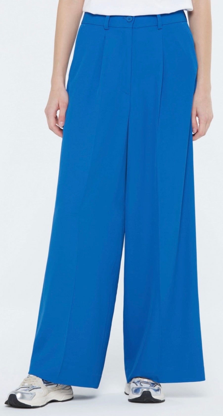 Senses The Label Wide Leg Hose PE:RI mit Bundfalten Unique Blue