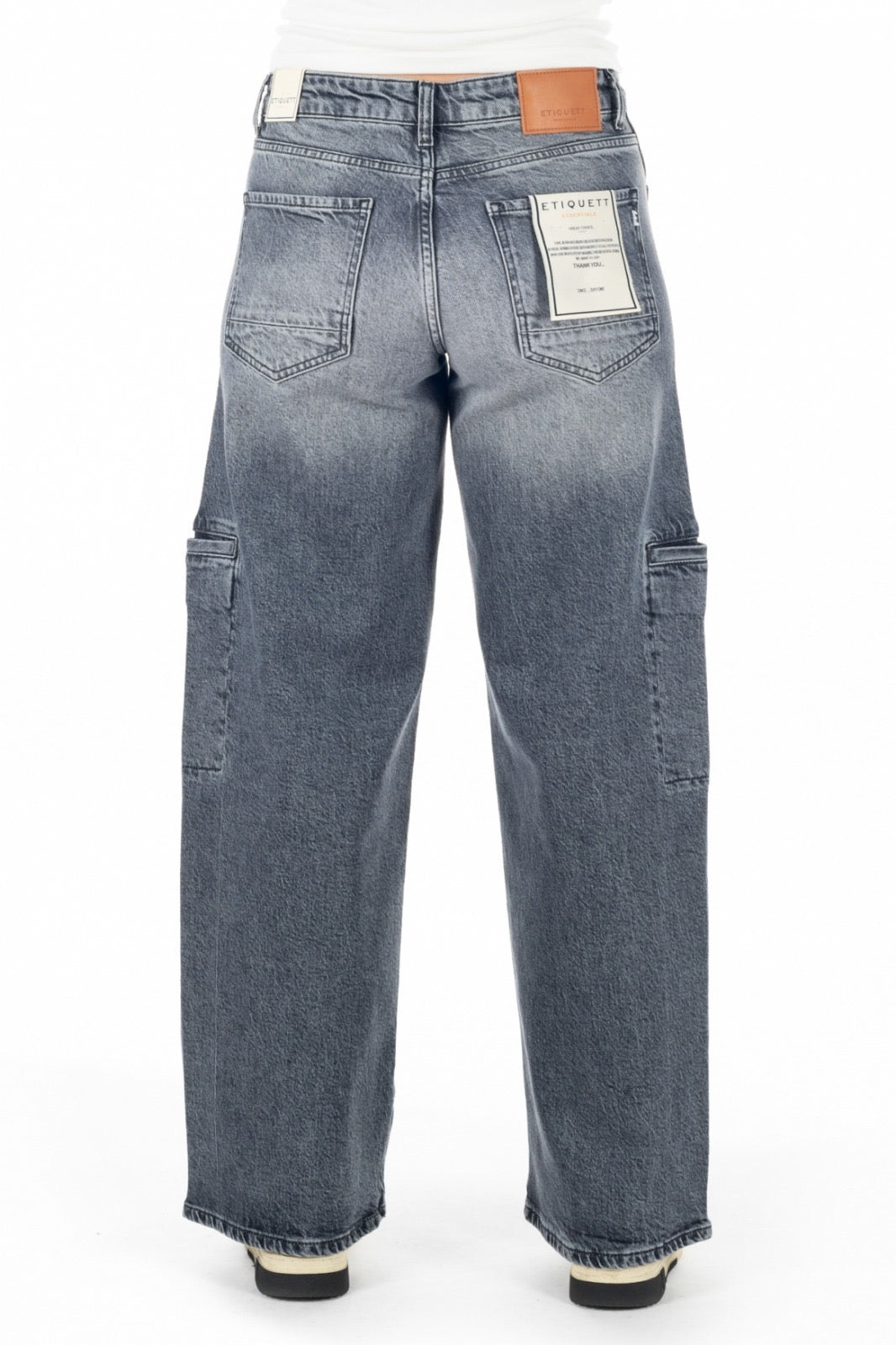 Etiquett Denim Lola Cargo Jeans Santorini grau