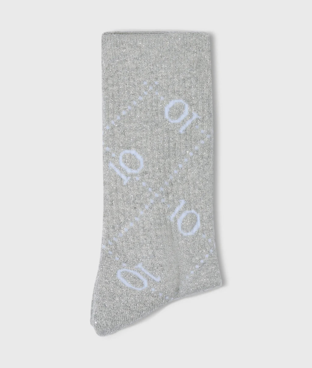 10 Days Lange Socken Monogramm Light Grey Melee Glitzer