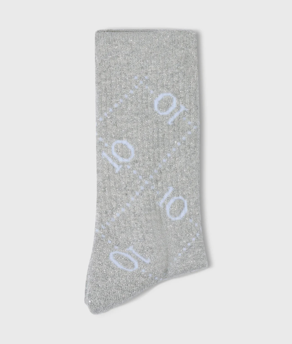 10 Days Lange Socken Monogramm Light Grey Melee Glitzer