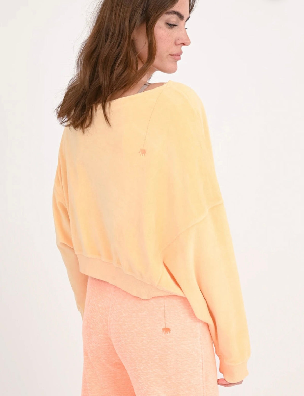 Love Joy Victory Velvet Cropped Sweatshirt Marti Peach