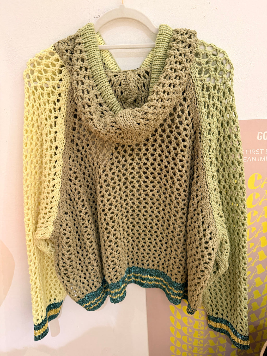 Liv Bergen Hoodie Crochet tricolor oliv