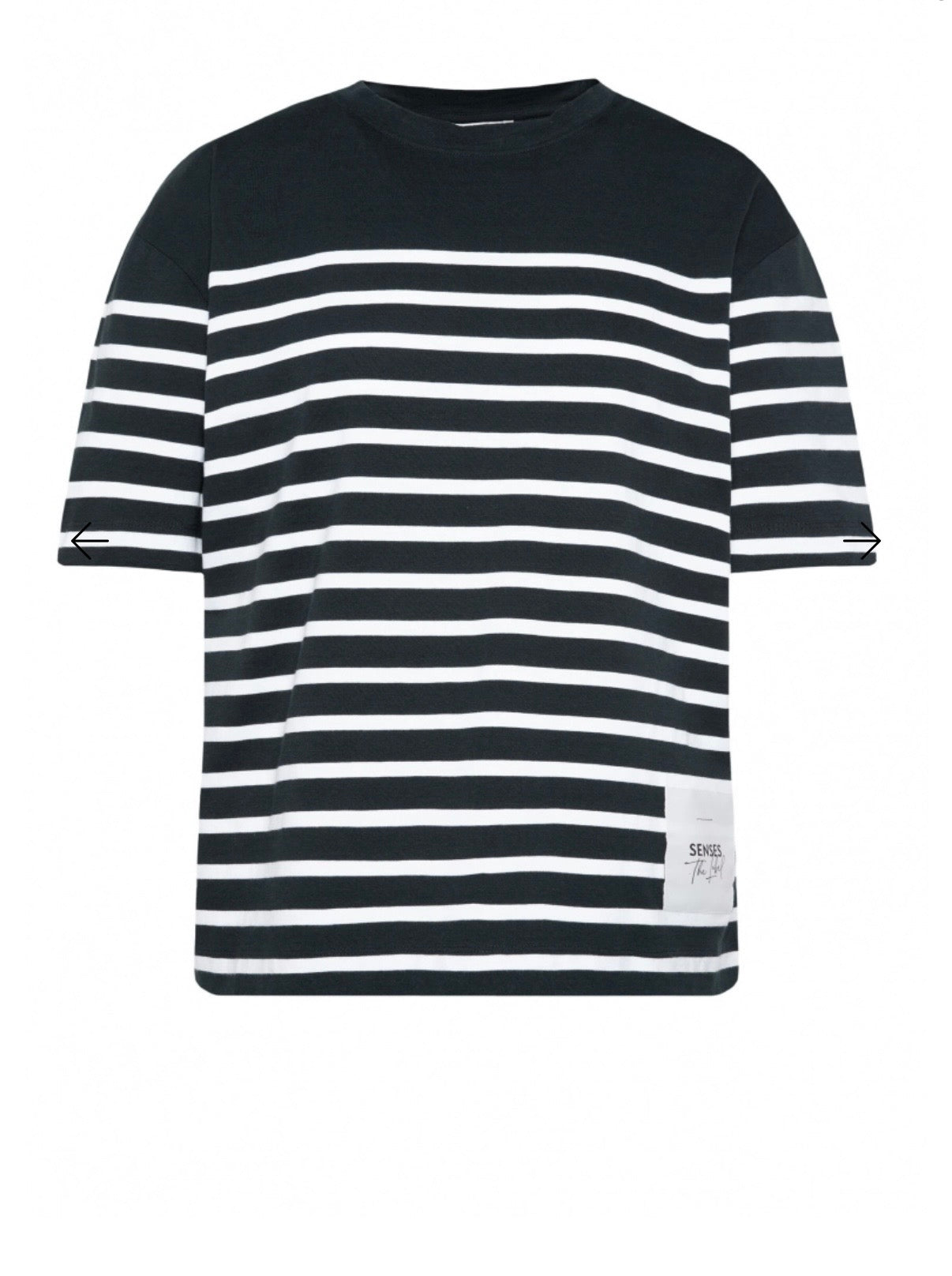 Senses The Label Oversized T-Shirt TEC:LA mit Streifen-Design night navy / opticwhite