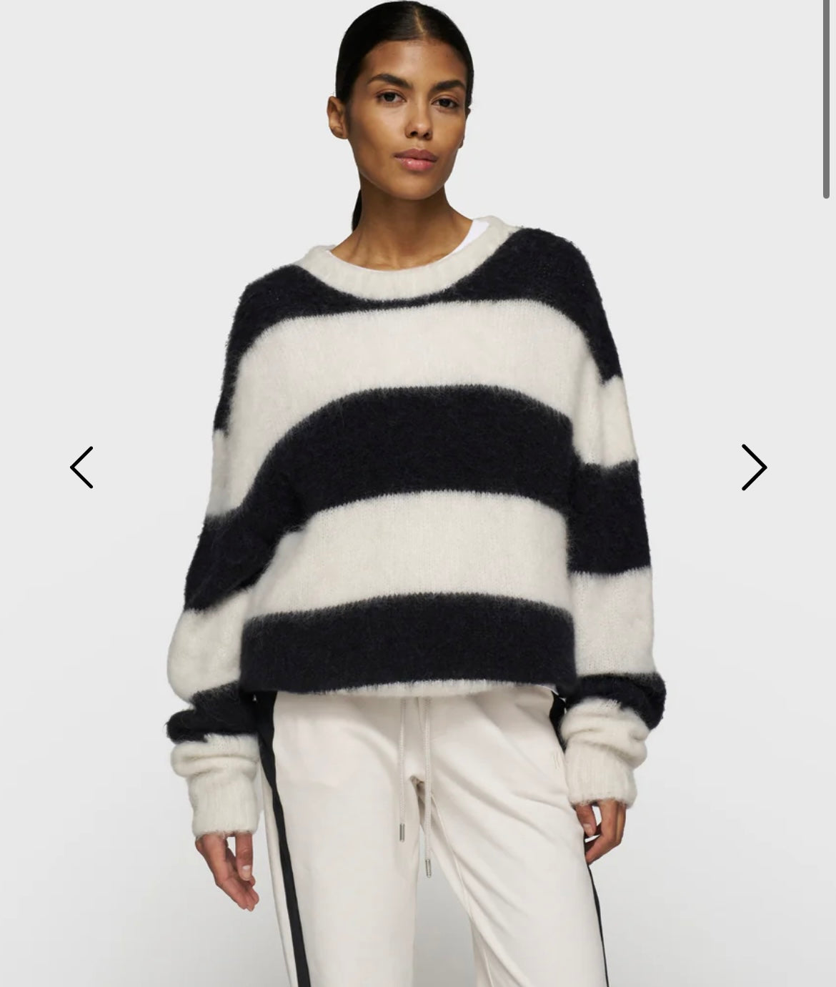 10 DAYS Cropped Hairy Knit Sweater Ecru/Black