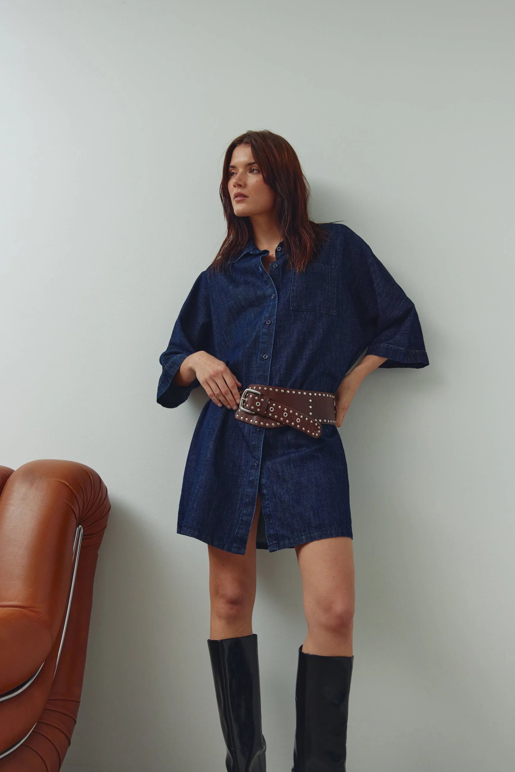 Noella N Leolani Denim Kleid blau