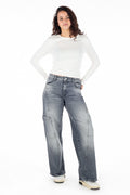 Etiquett Denim Lola Cargo Jeans Santorini grau