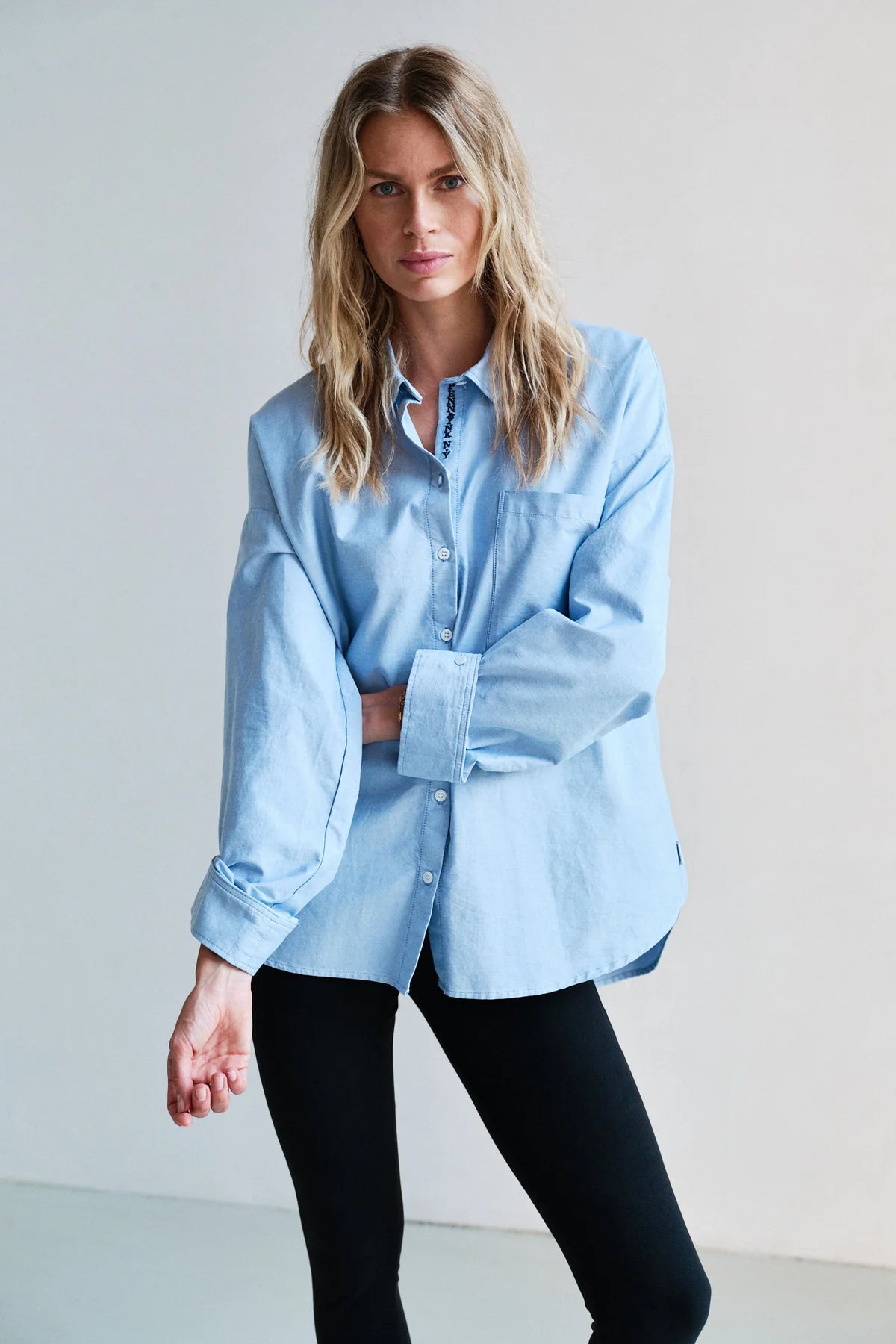 Penn&ink Bluse Oxford hellblau (W26Z925LTD)