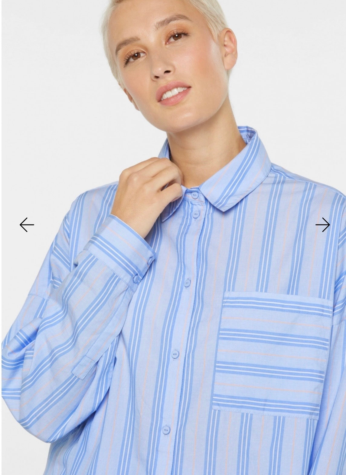 Senses The Label Gestreifte Oversized Bluse BA:RI im Pyjama-Stil shirt blue / iconic orange