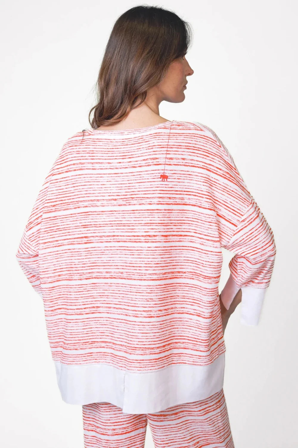 Love Joy Victory Frottee Sweatshirt Tulli Allover Print Red Pill Stripe