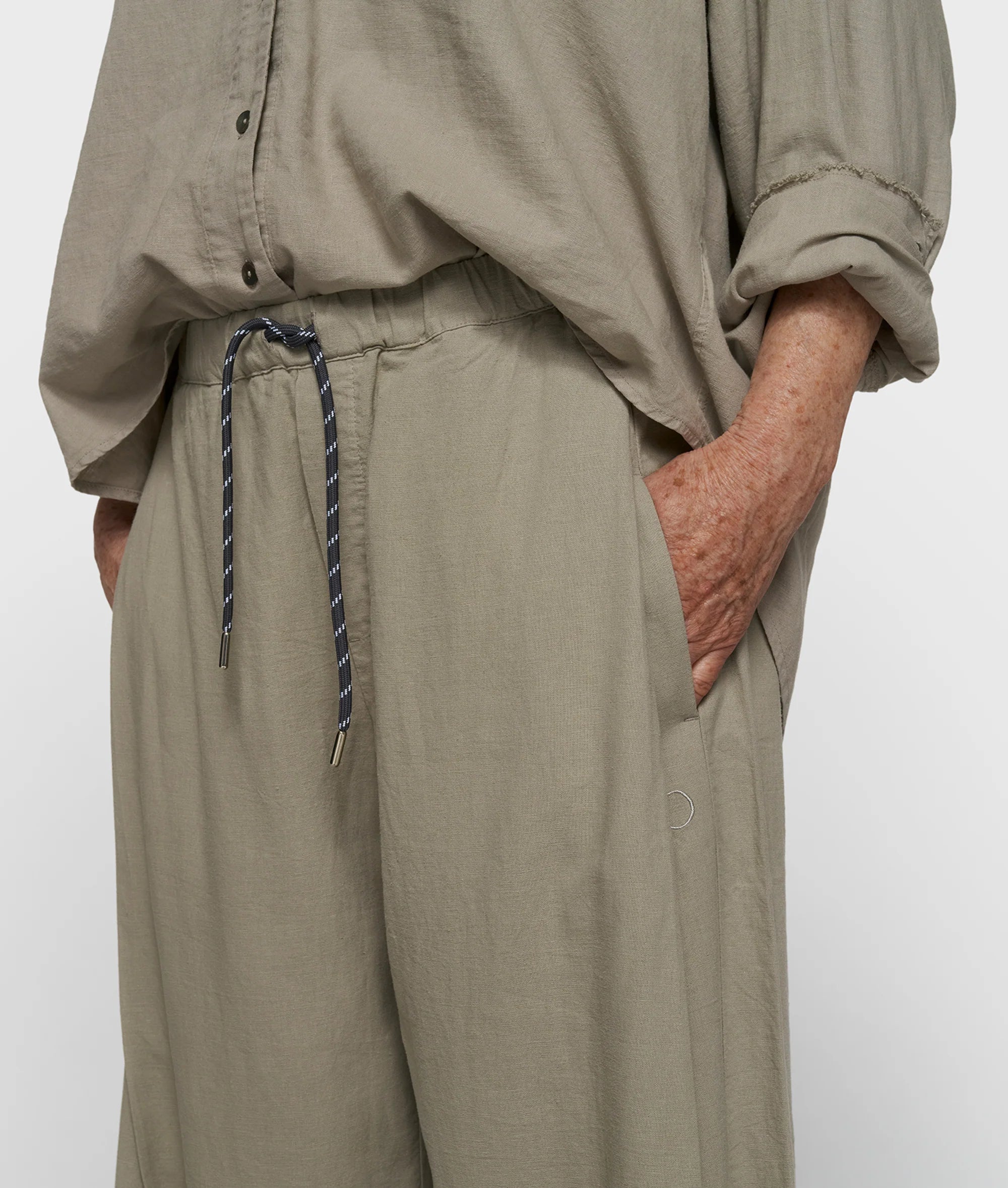 10 Days Cotton Linen Pants Slit Farbe Fog