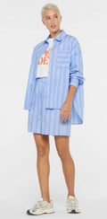 Senses The Label Gestreifte Oversized Bluse BA:RI im Pyjama-Stil shirt blue / iconic orange