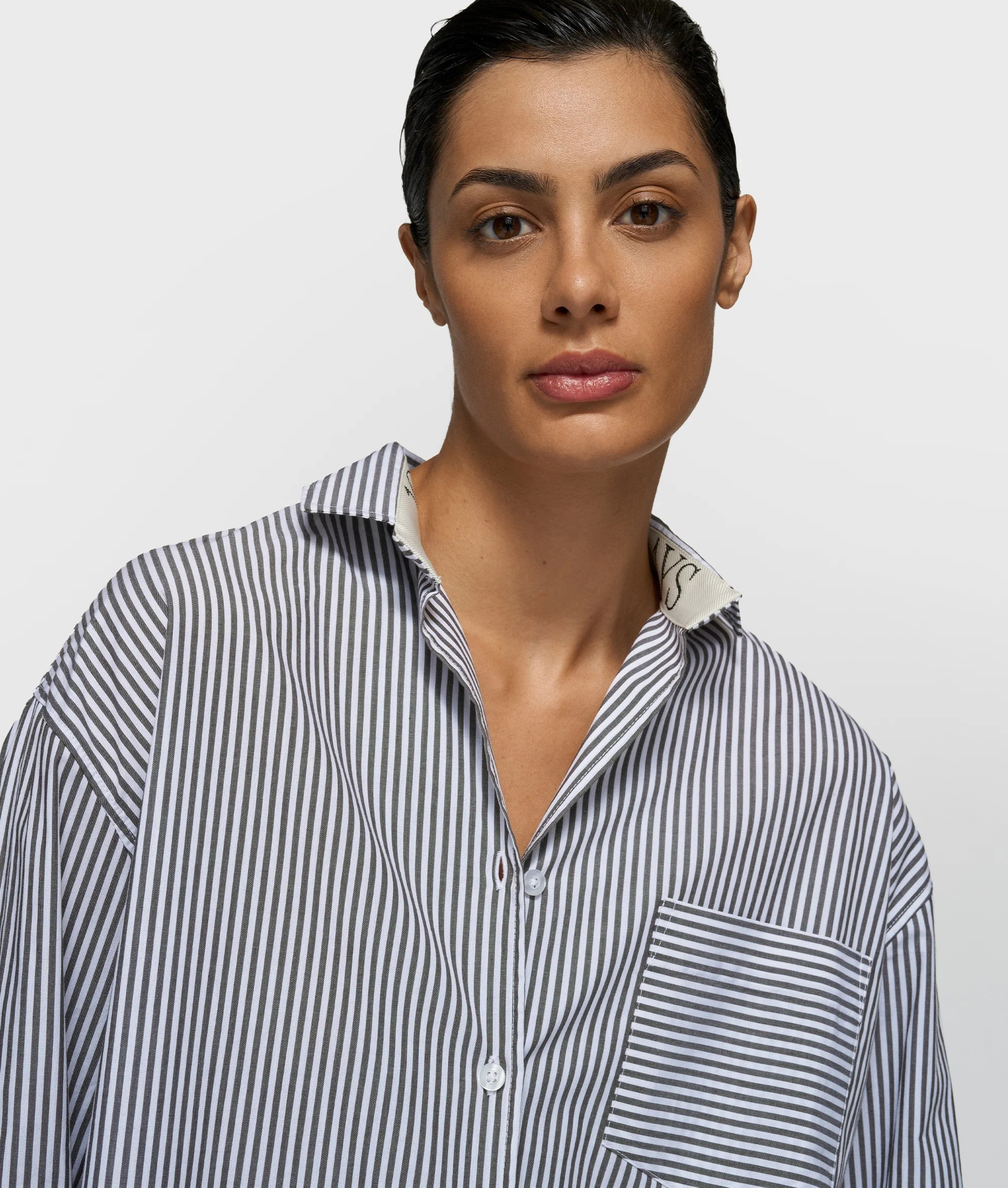 10 Days Shirt Stripes weiß/charcoil grau