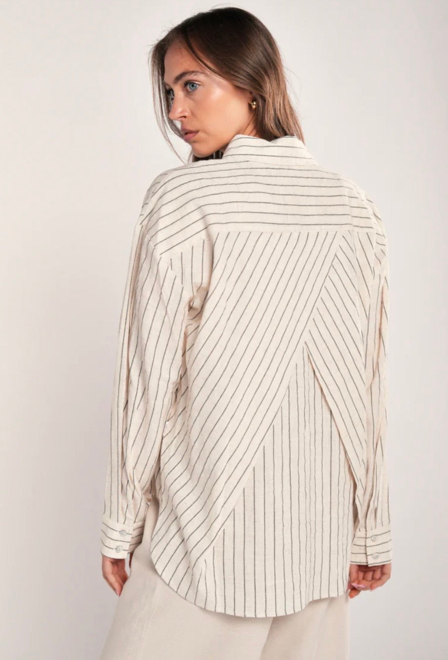 Simple The Brand Bella Bluse Natural Streifen