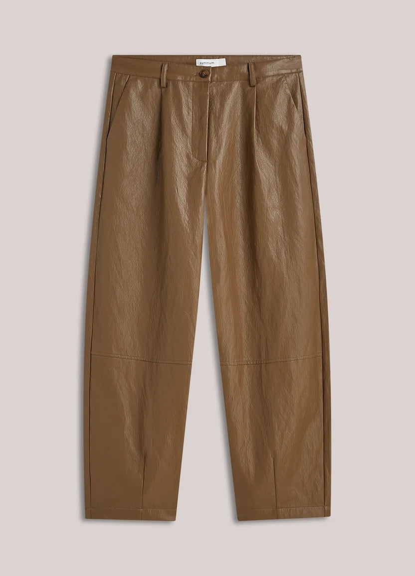 Summum weite Hose Kunstleder Sepia braun