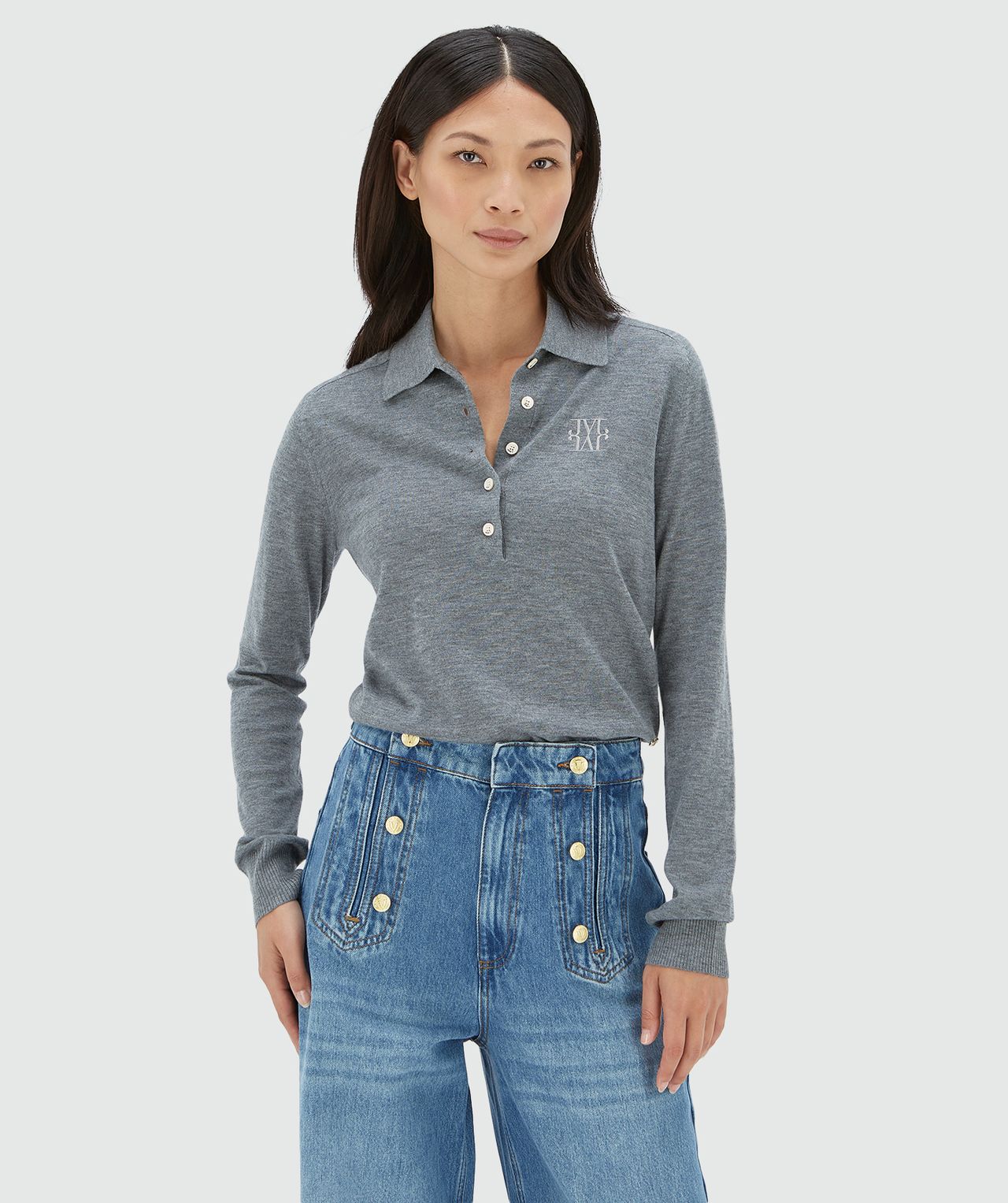 Josh V Audrey Slim Fit Pullover mit Wolle grau
