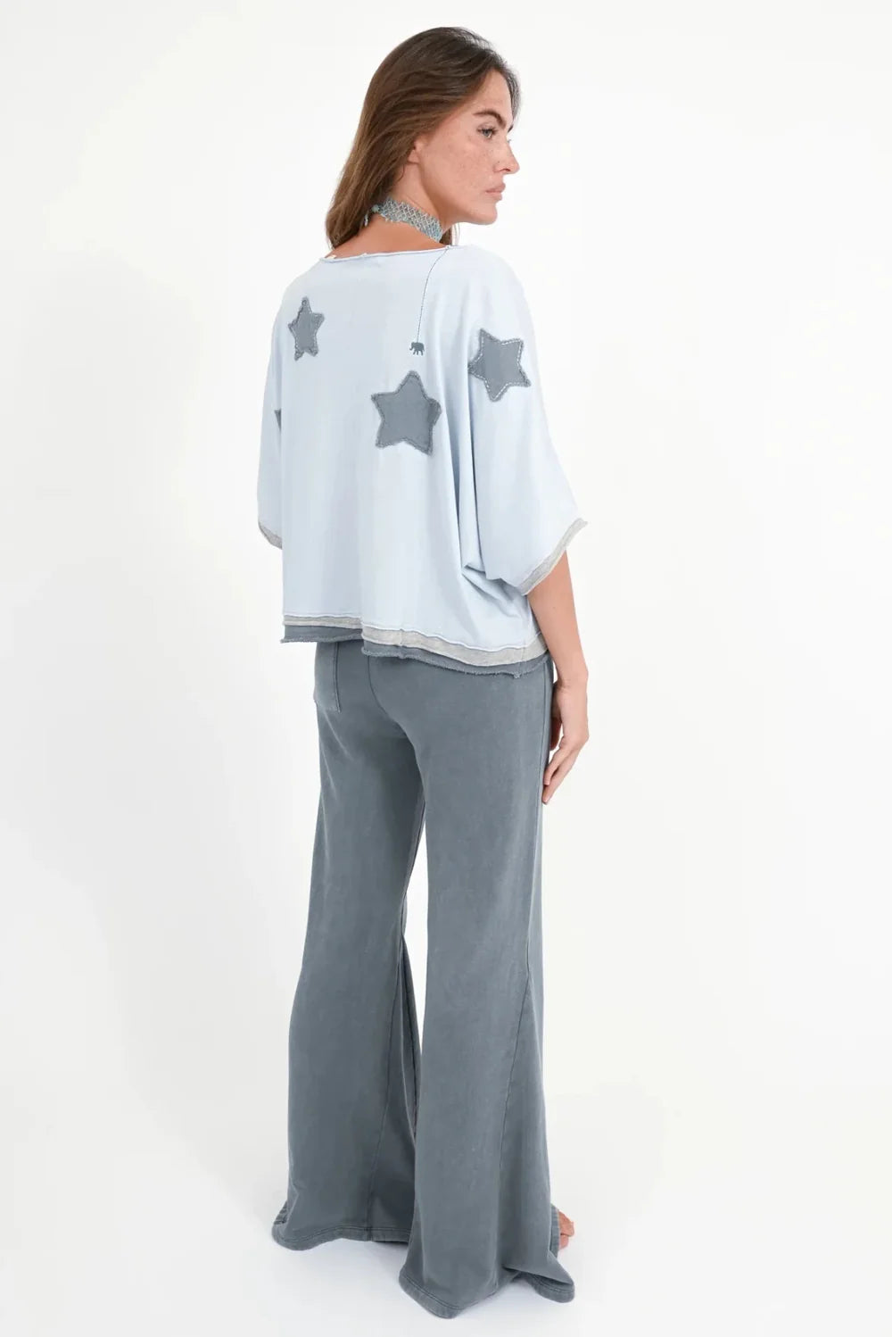 Love Joy Victory Shirt Rumbia Sternen Patches ice Blue