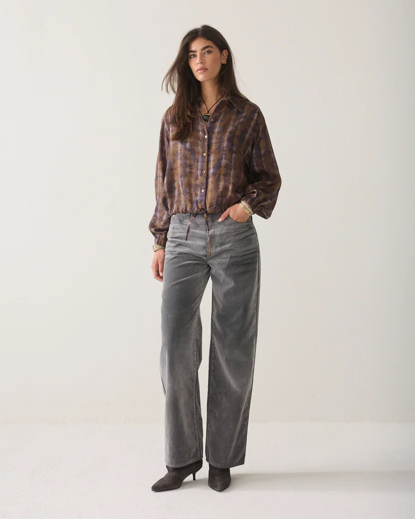 Summum Cropped Bluse Misty Flower braun