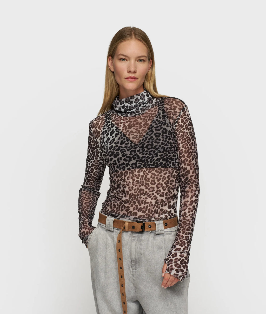 10 DAYS Mesh Longsleeve Leopard ecru