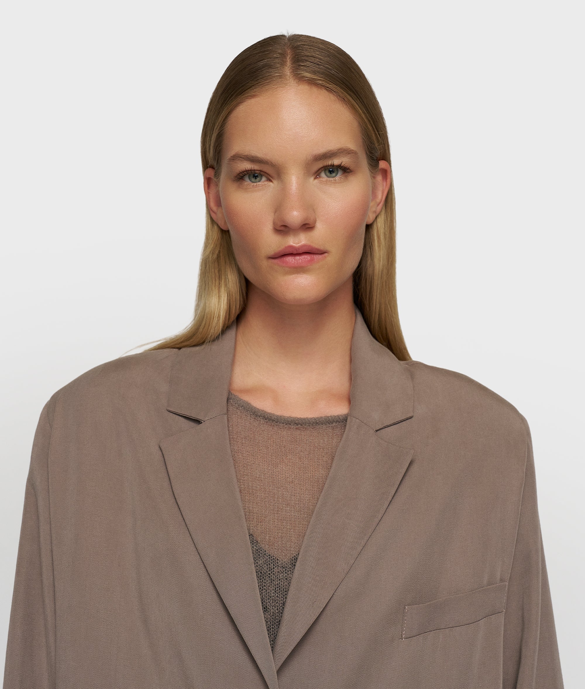 10 DAYS Long Flowy Blazer Lyocell Moonrock