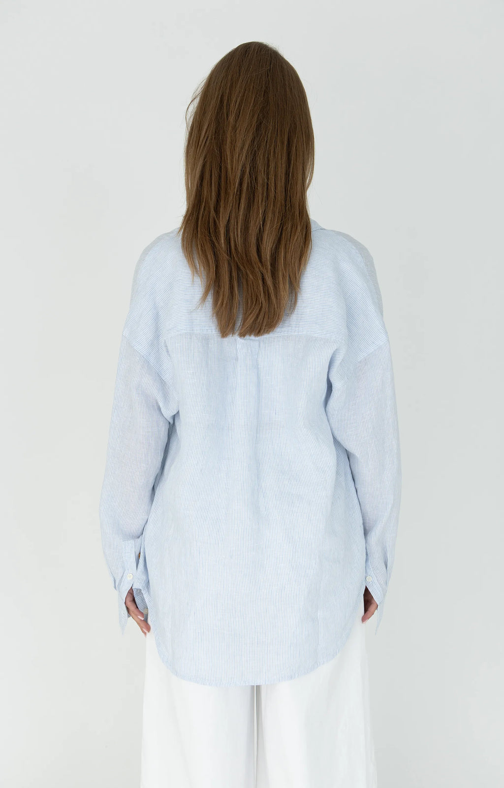 MSCW Moscow Bluse New Buttons Leinen hellblau