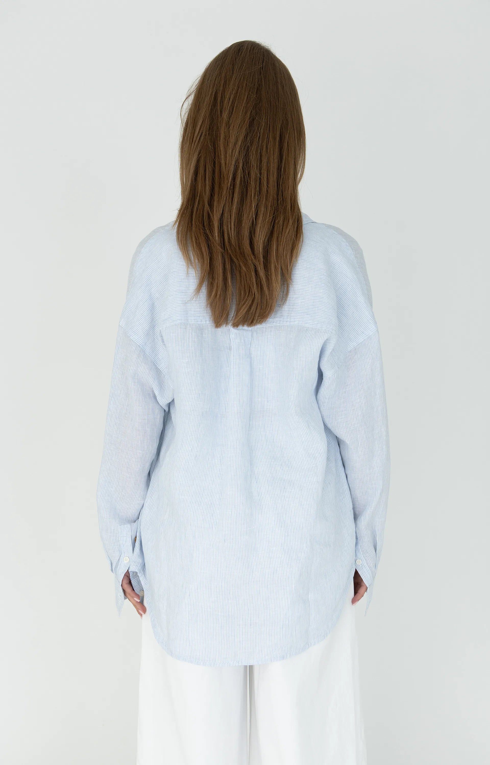 MSCW Moscow Bluse New Buttons Leinen hellblau