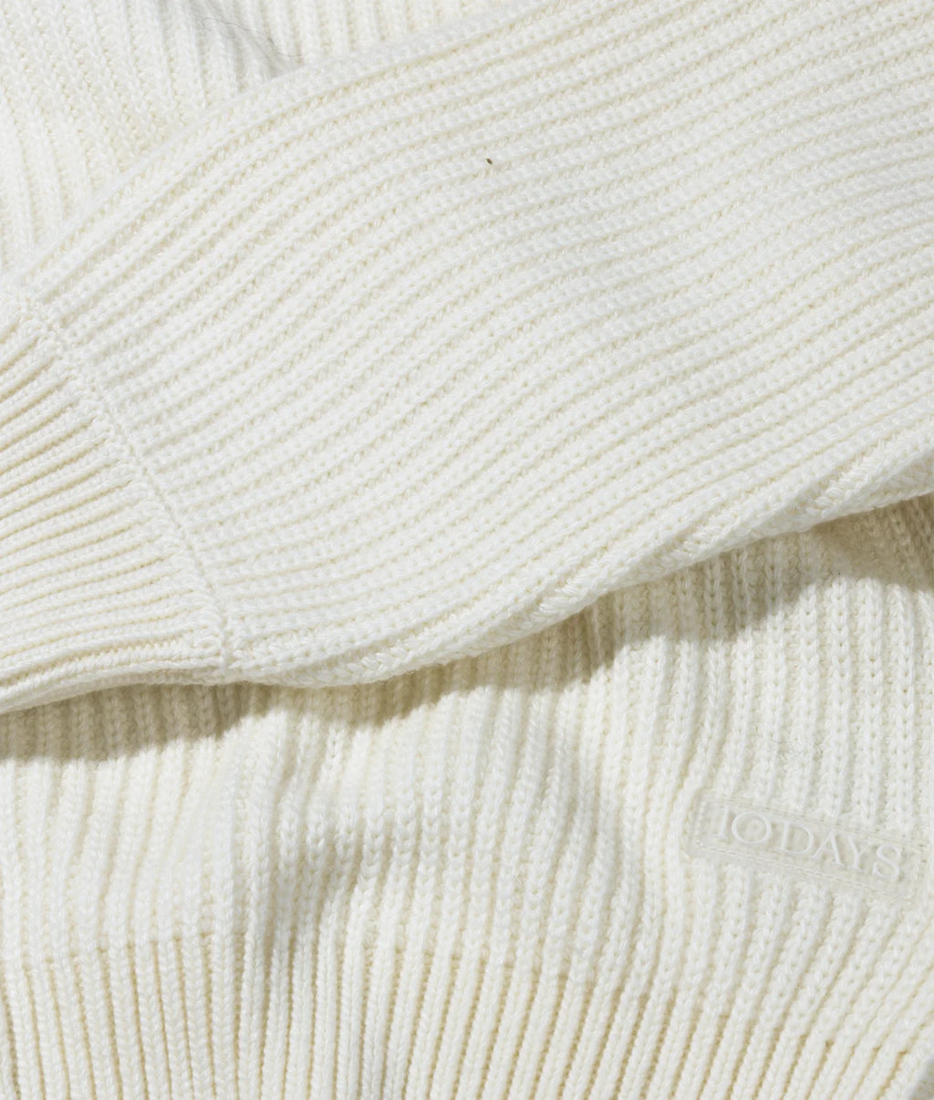 10 Days Rib Knit Zip Cardigan Ecru