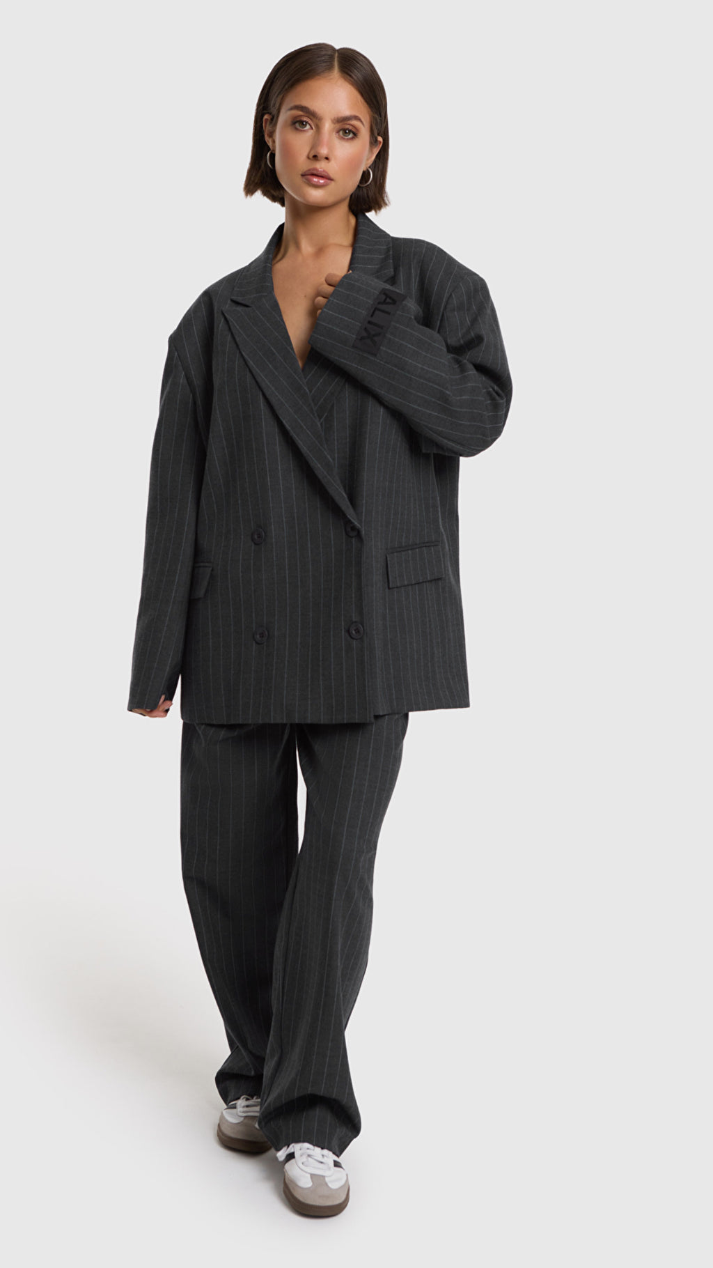 Alix The Label Big Stripe Pants Grau