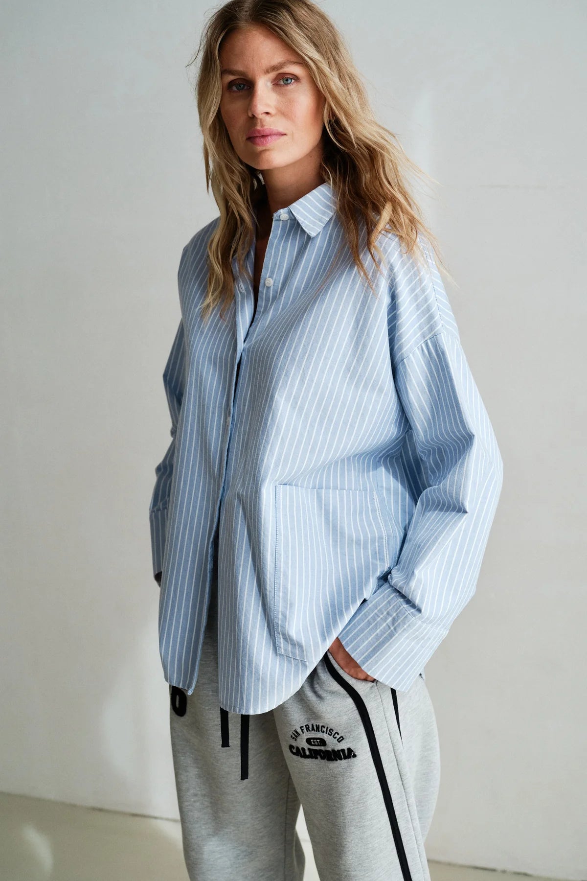 Penn&ink Bluse hellblau gestreift (W26Z927LTD)